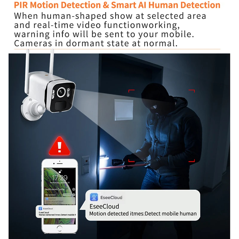 Built-in Battery Wireless Solar Power Camera Kit and WiFi All in One Network Video Recorder