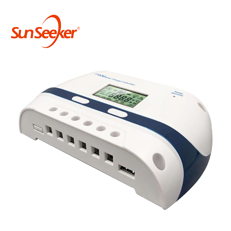 Sunseeker 30A PWM Solar Charge Controller 12 24V Auto Solar Panel Charge Regulator with Load Timer with LCD Display MPPT Charge Control