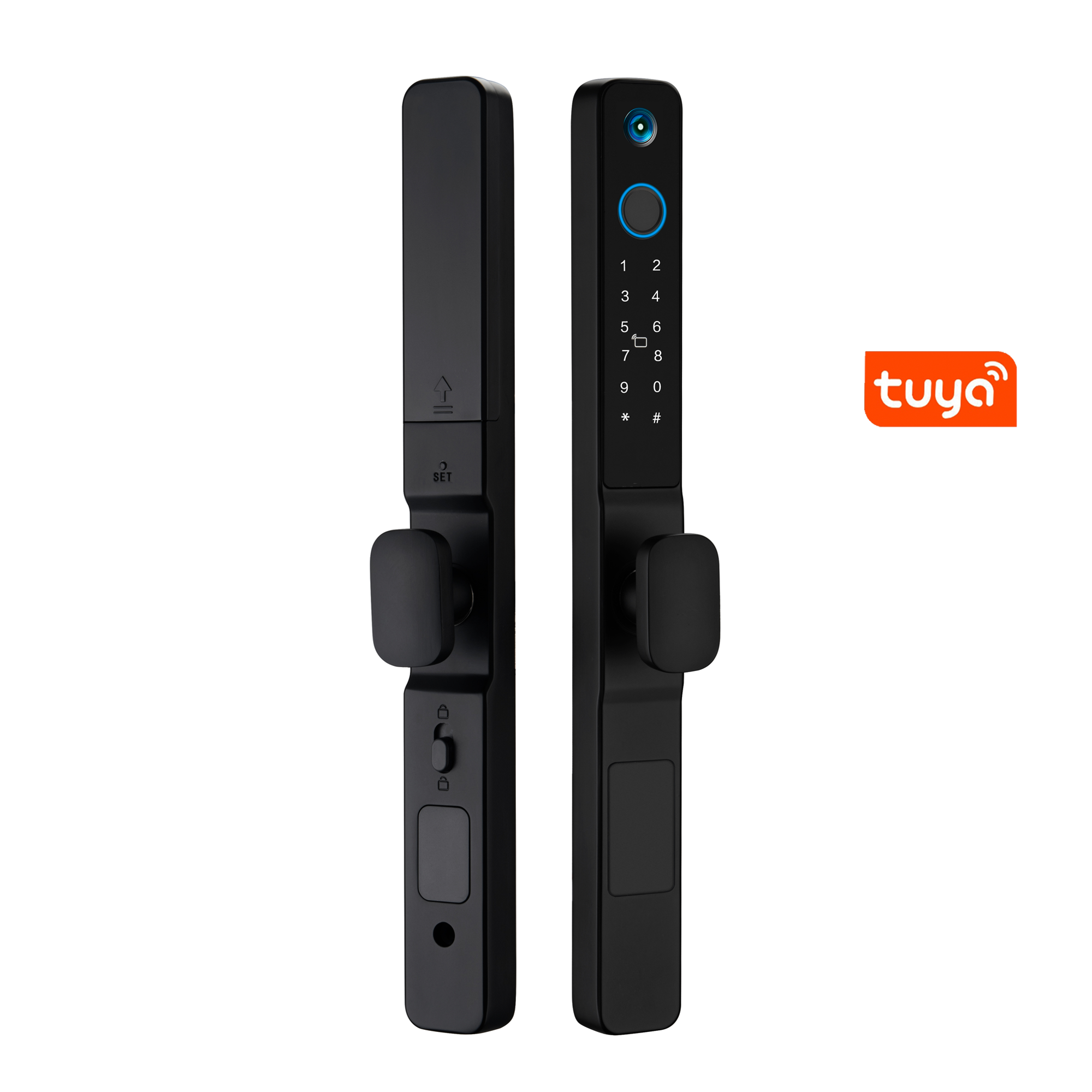 Custom Tuya APP WiFi RFID Card Aluminum Alloy Sliding Biometric Fingerprint Smart Door Lock with Camera