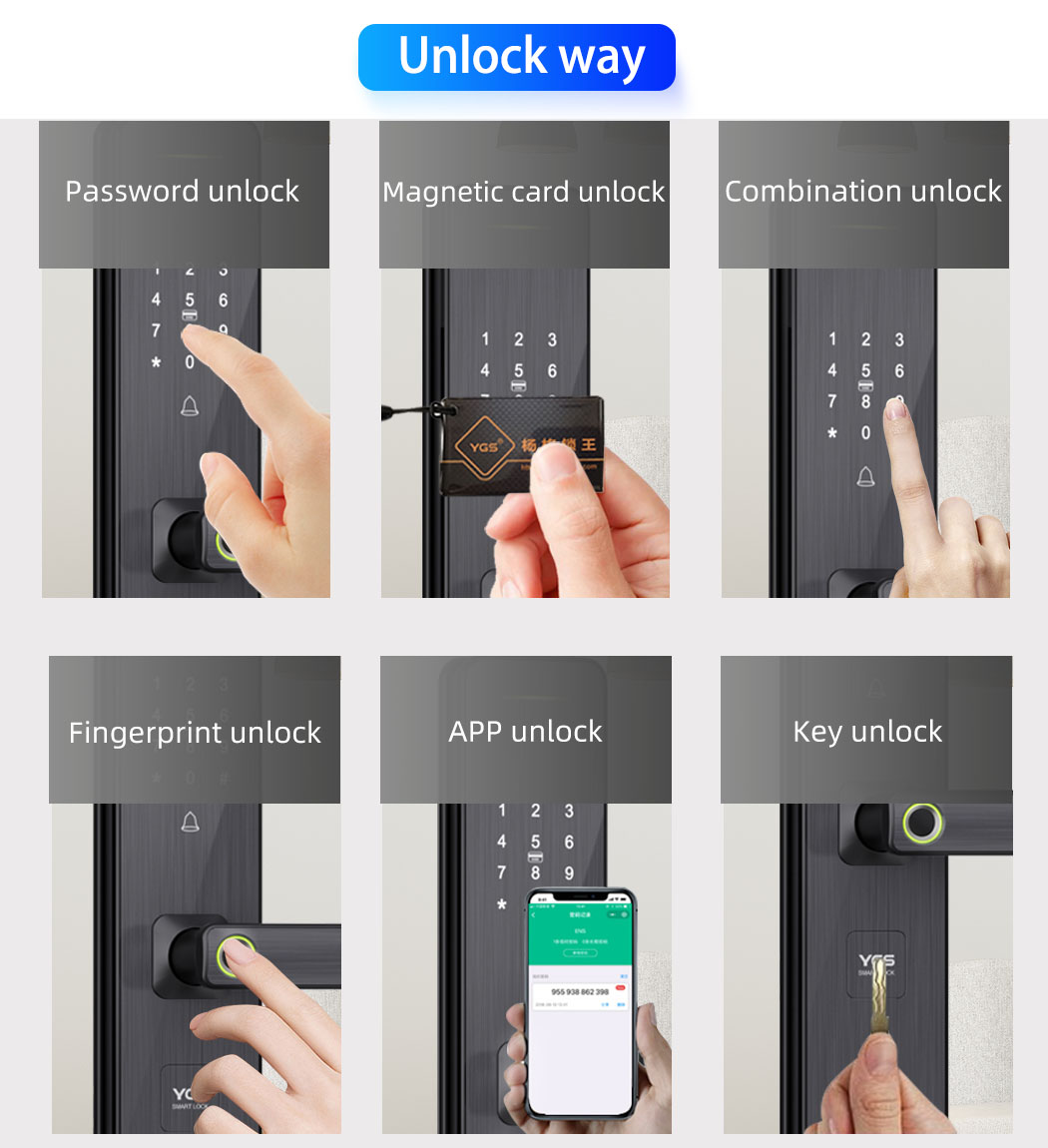 YGS Raykube Smart Lock R-Fg5 Deadbolt Lock App Electr Airbnb Gate Wifi Front Door 80Mm Encode Existing Key Exterior Gate