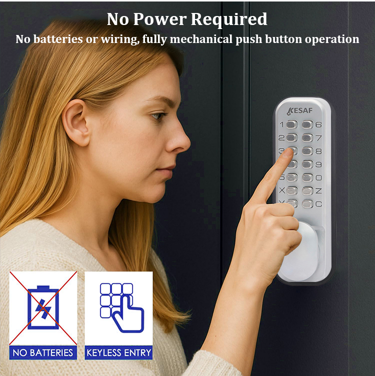 Double Sides Keypads Password Unlock Door Lock Freeze-proof Design Zinc Alloy No Batteries Mechanical Code Lock