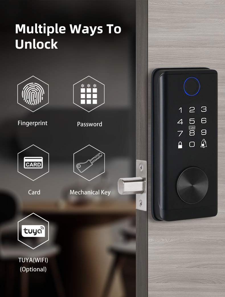Tuya WiFi Smart Fingerprint Deadbolt Lock Keyless Password Key Door Lock Old Lock Replacement Home Security