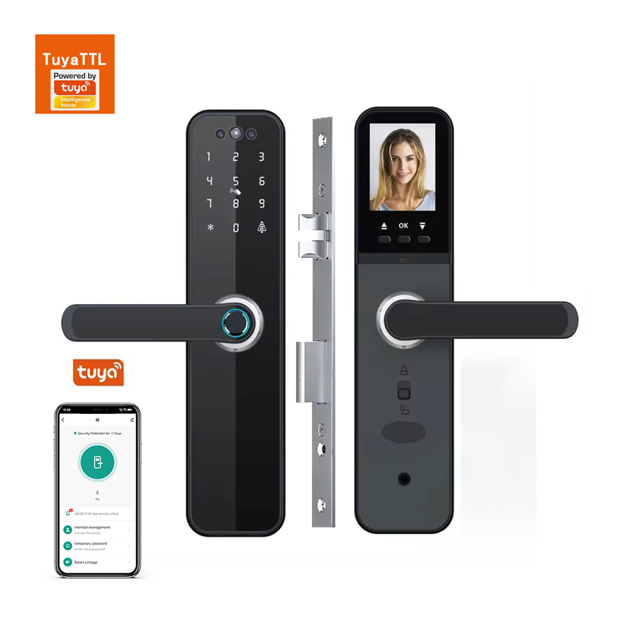 Factory Wholesale Tuya Smart Cat's Eye Lock Fingerprint &amp; Password Deadbolt WiFi Connected Smart Door Lock