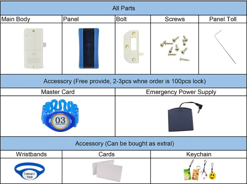 Public Mode Alloy Gym SPA 125kHz Cabinet Lock Smart RFID Locker Lock