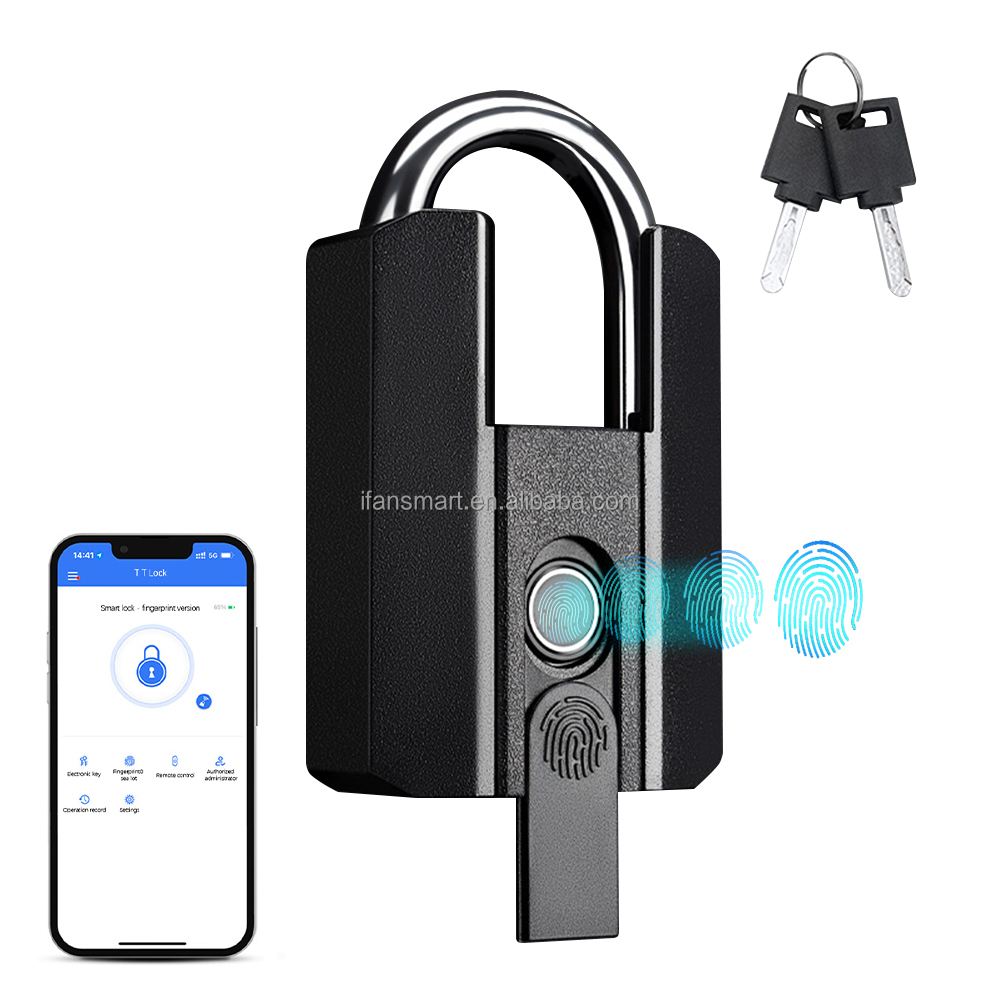 IP67 Waterproof Anti-Theft Security Control Fingerprint Keyless Smart Padlock APP Control, and It Has Emergency Key Unlock
