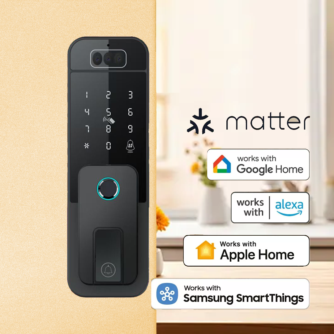 Outdoor Waterproof Smart Home Apple Homekit Matter Tuya Face Recognition Palm Electronic Keypad Deadbolt Door Rim Gate Lock
