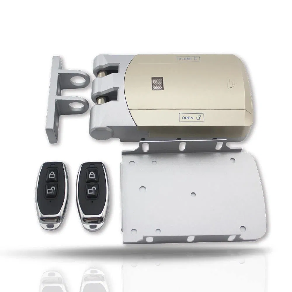 Smart Electronic Fingerprint Password Rim Door Lock Battery Powered Gate Lock Option with Key Remote Control
