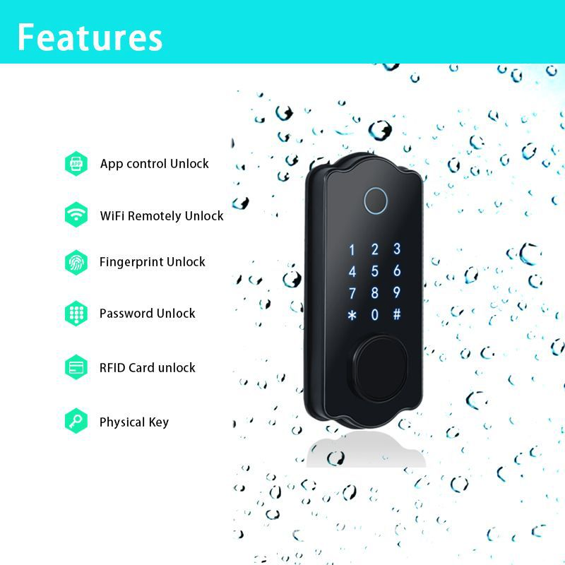 High Security Anti-Peep Code Fingerprint Door Handle WiFi APP Intelligent Digital Smart Door Lock