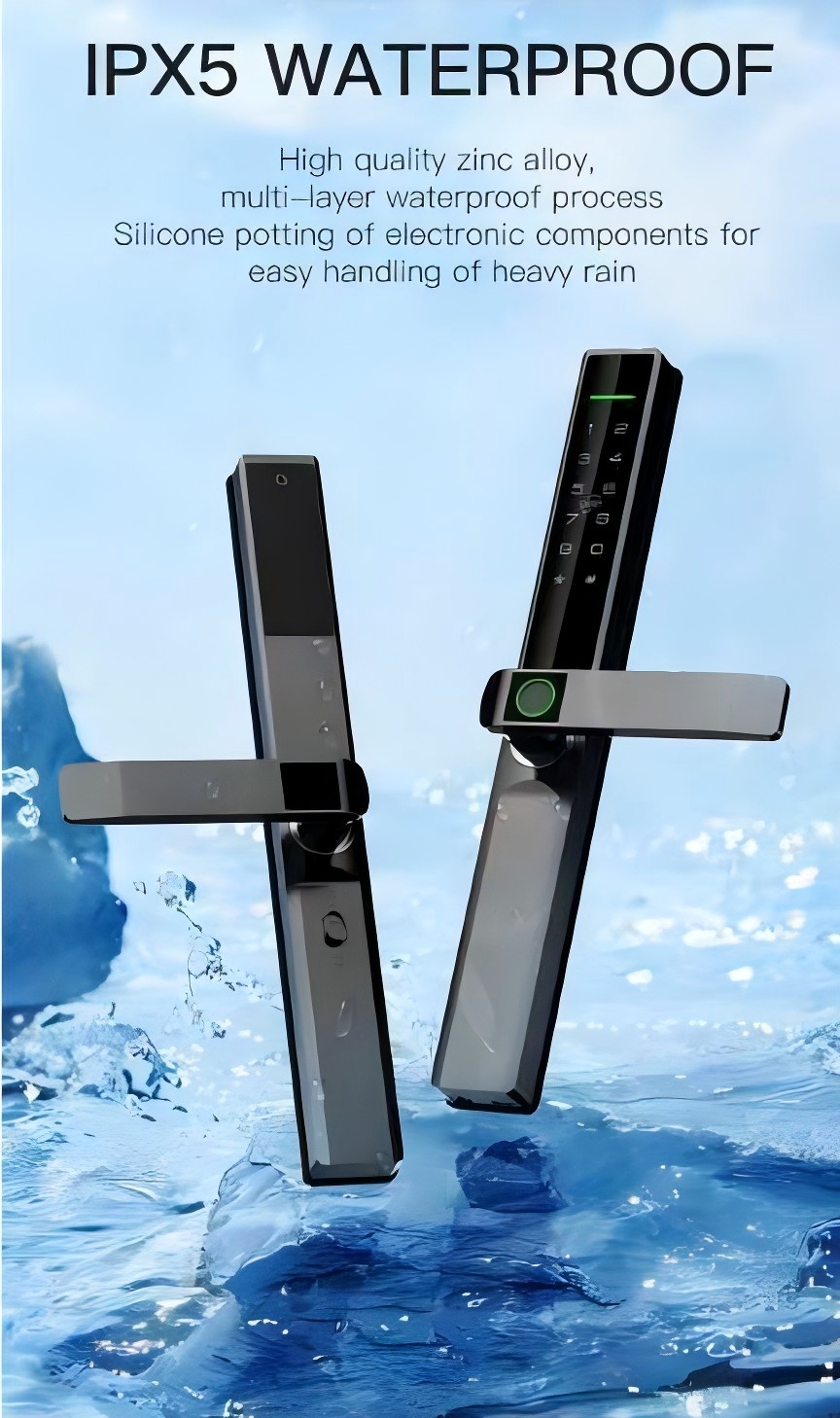 Tuya Smart Outdoor Waterproof Door Lock Digital Password &amp; Fingerprint Keyless Compatible with WiFi for Aluminum Wood Doors