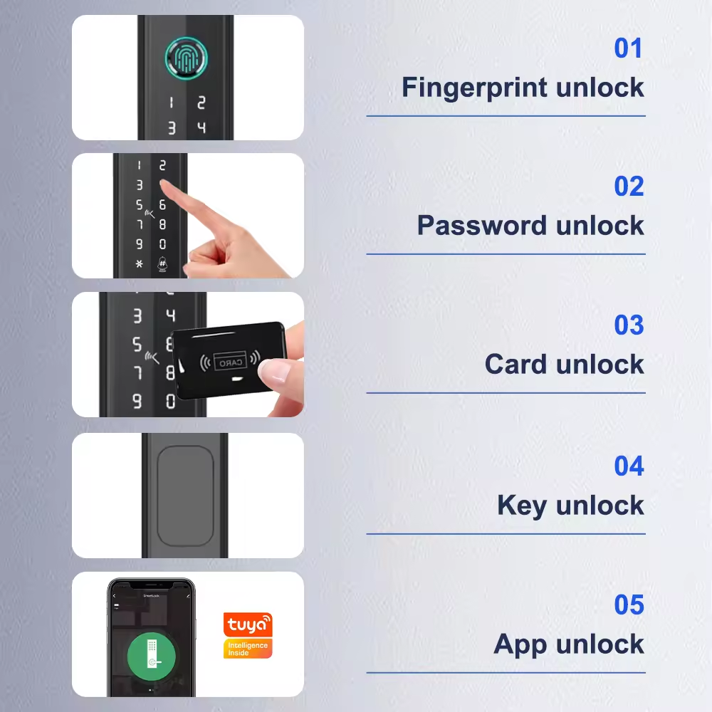 AISUO TUYA WIFI TT Lock Smart Waterproof For APP Electric Biometric Fingerprint Card Door Lock Tuya Smart Wood Door Home