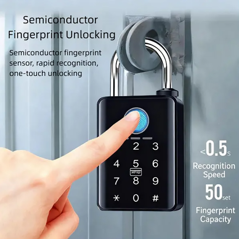 Custom Waterproof Zinc Alloy Stainless Steel Digital Safety Alarm Card Keys Combination Fingerprint Tuya Smart Padlock