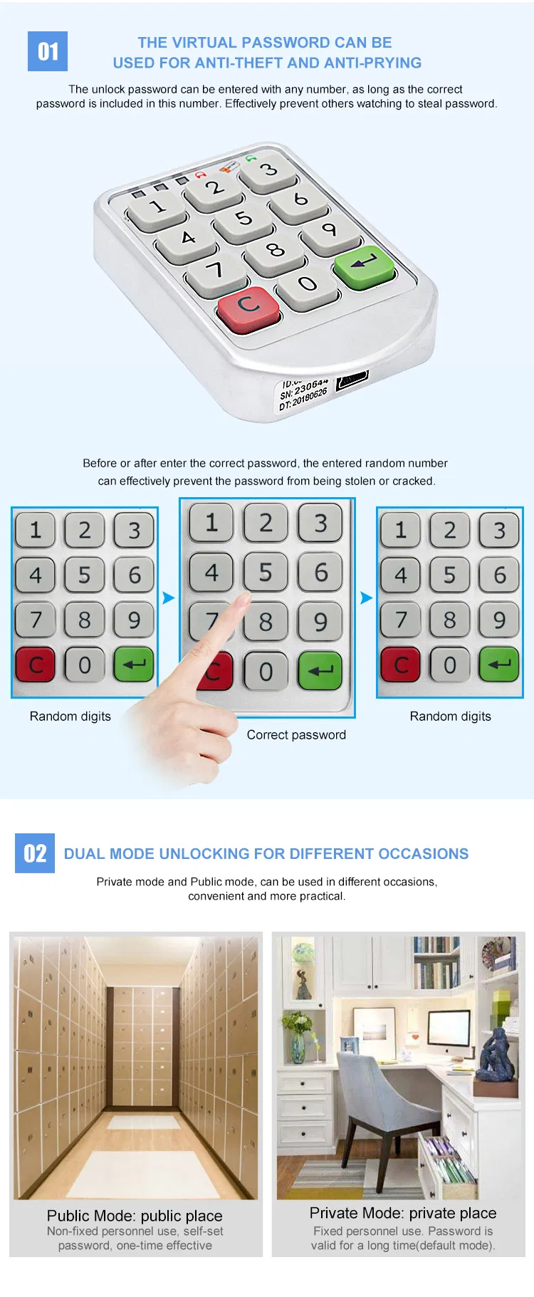 Safety Keyless RFID Card Digital Electric Smart Cabinet Lock