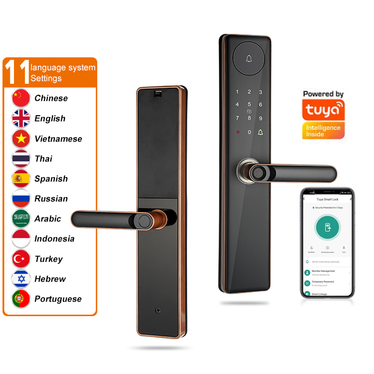 Entry Digital TUYA Lock Fingerprint Smart Lock Password Card Key Fingerprint Door Lock Smart Door Handle Lockset