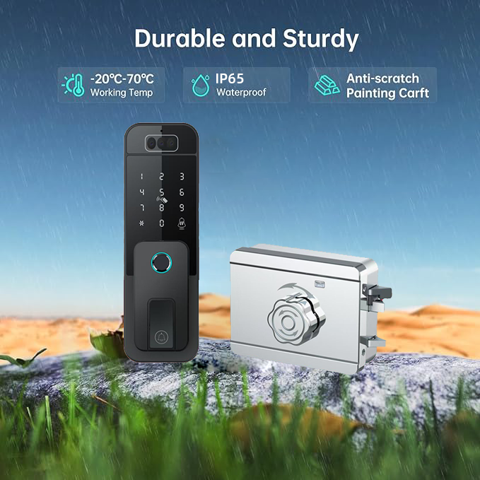 Outdoor Waterproof Smart Home Apple Homekit Matter Tuya Face Recognition Palm Electronic Keypad Deadbolt Door Rim Gate Lock
