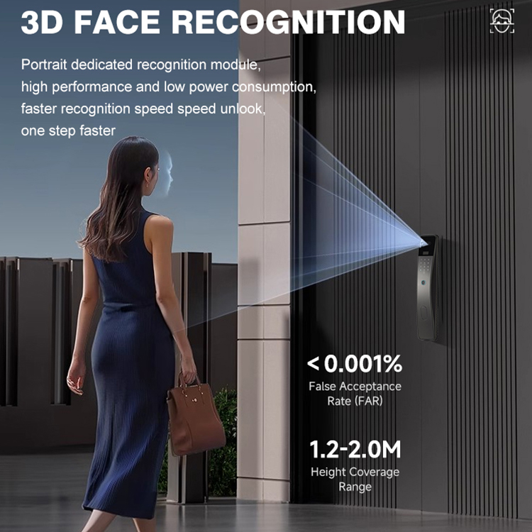 High Quality Smart Tuya Door Lock Fingerprint Password Remote Unlock Virtual Digital Password 3D Face Smart Lock