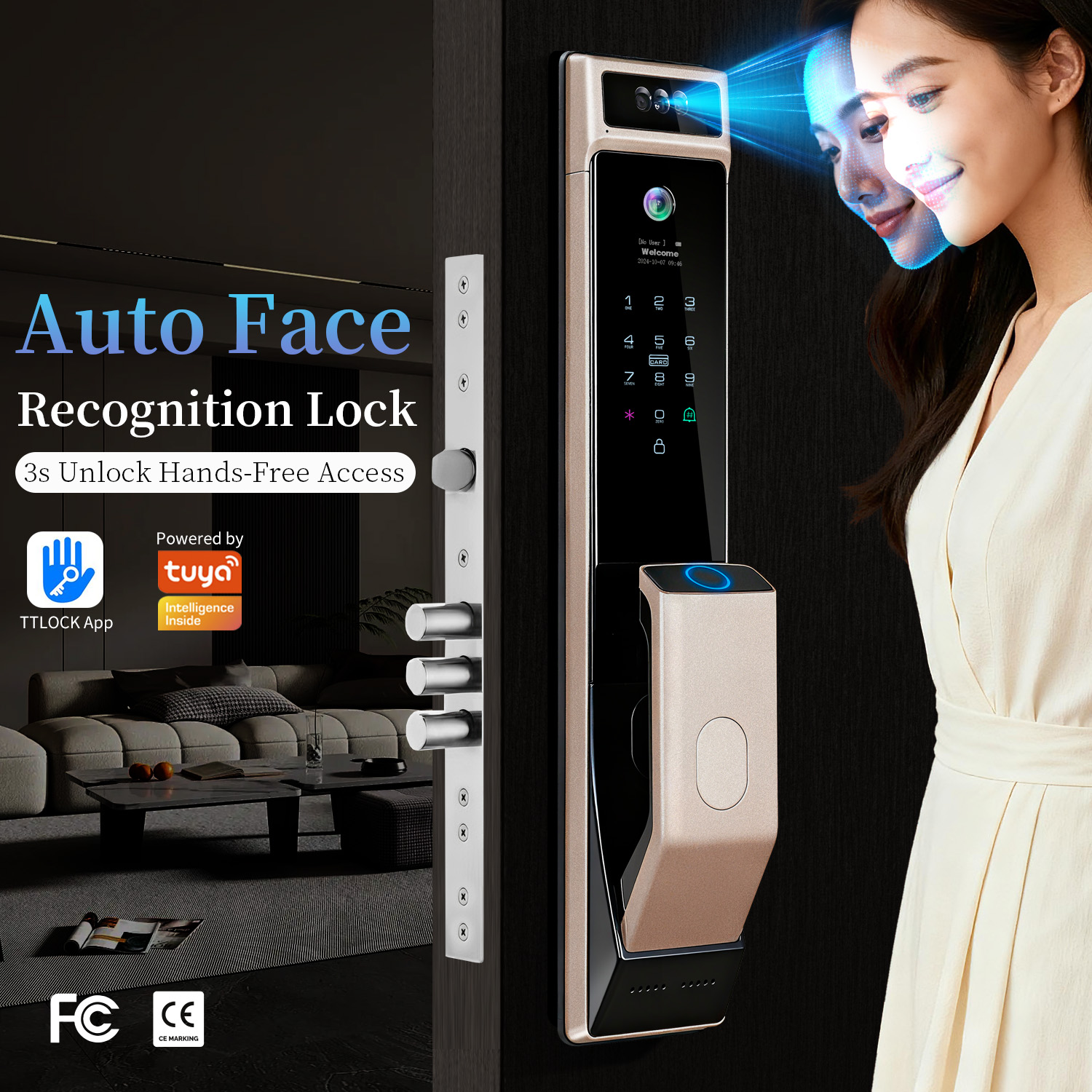 Palm Vein Intelligent Face Recognition Door Lock Digital Biometric Fingerprint Smart Door Lock with Camera