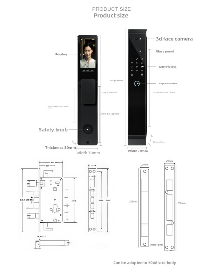 Smart Aluminum Alloy Door Lock with 3D Intercom Biometric Access Control Waterproof Screw Installation for Bedroom &amp; Kitchen Use
