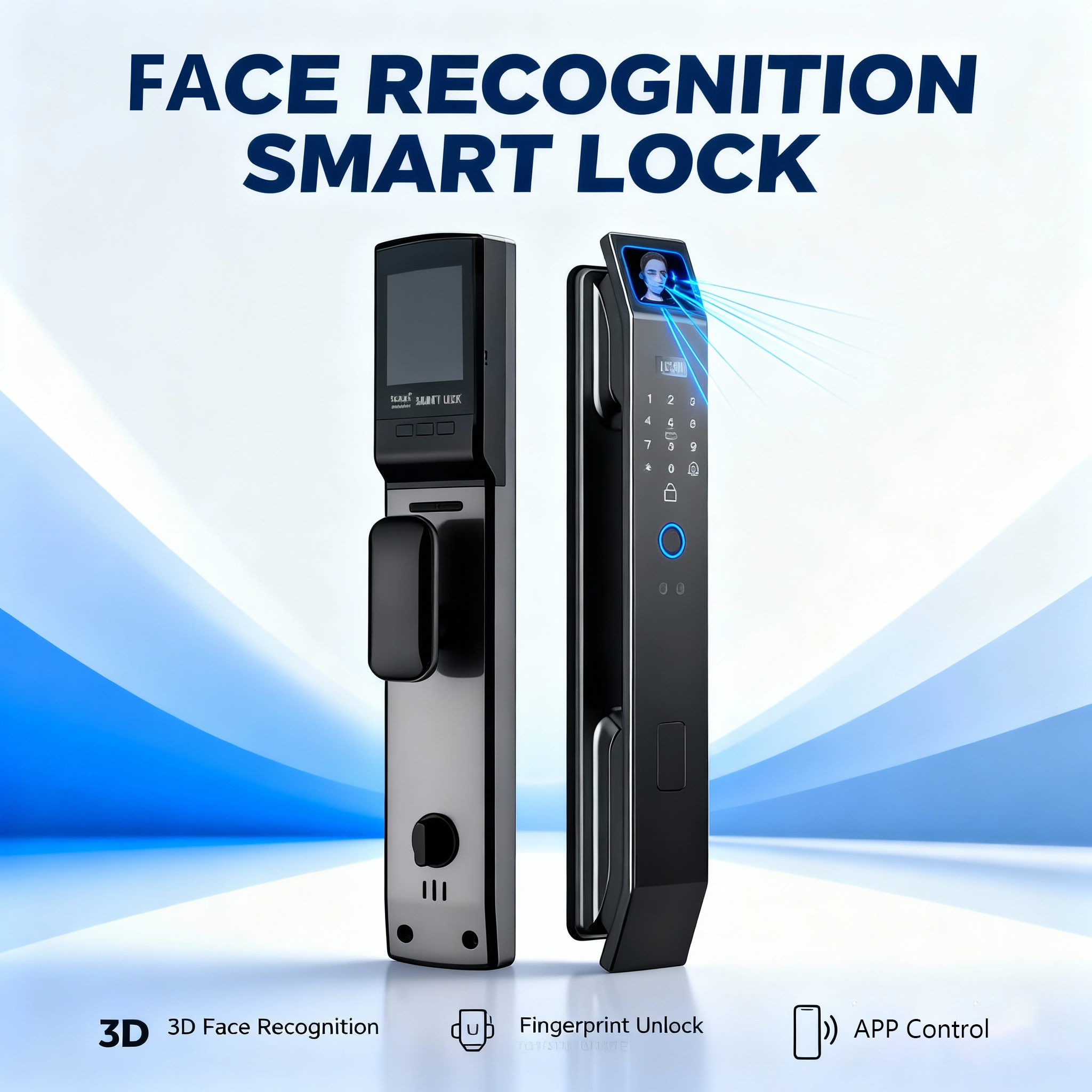 Hot Selling 3D Face Recognition TUYA APP Smart Door Lock for Home Office Security