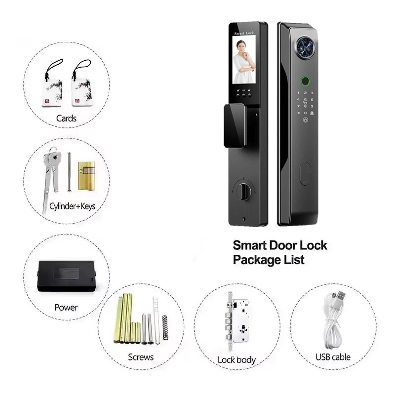 Glomarket Tuya Wifi 3d Face Recongnition Fingerprint Digital Keypad Smart Lock With Video Intercom Function for Door Lock