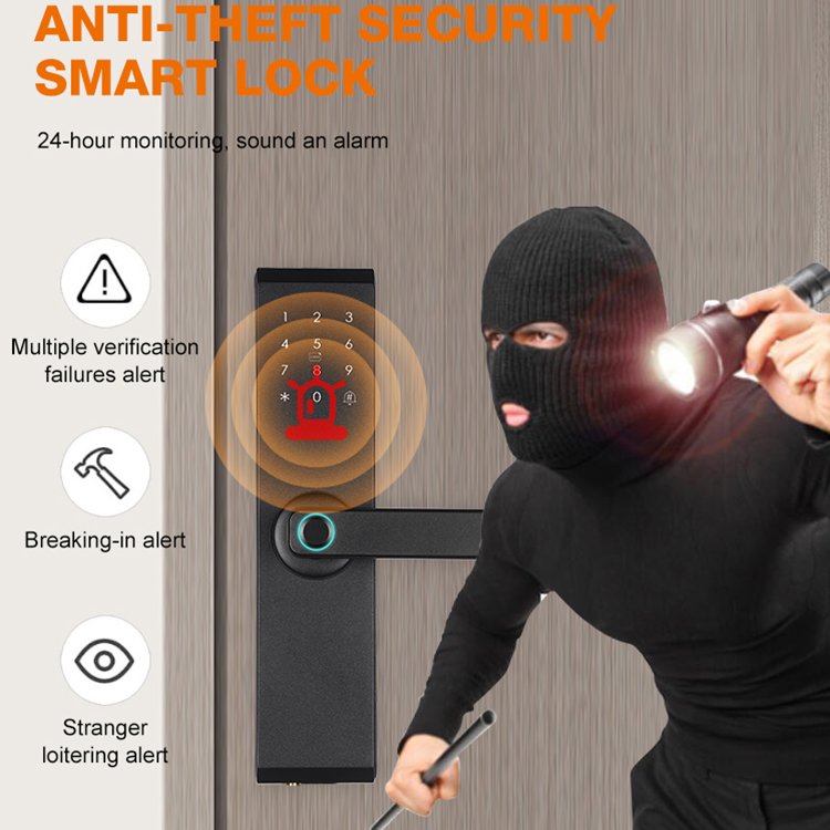 Wifi Tuya Smart APP Control Digital Fingerprint Code Card Unlock Semi Automatic Smart Door Lock for Smart Home