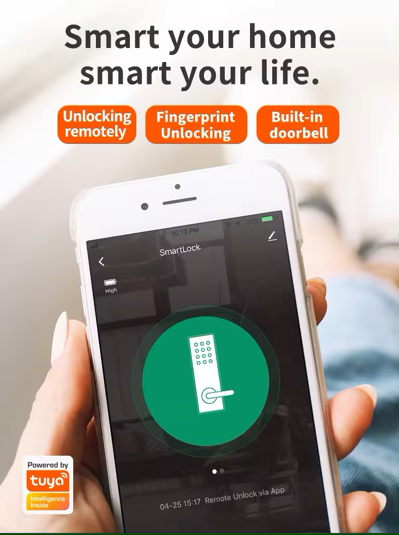 Factory Wholesale Tuya Smart Cat's Eye Lock Fingerprint &amp; Password Deadbolt WiFi Connected Smart Door Lock