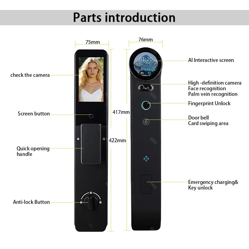 3D Face Recognition Smart Home Door Lock Tuya Wifi Smart Fingerprint Cerradura Inteligente Digital Safe Door With Camera Lock