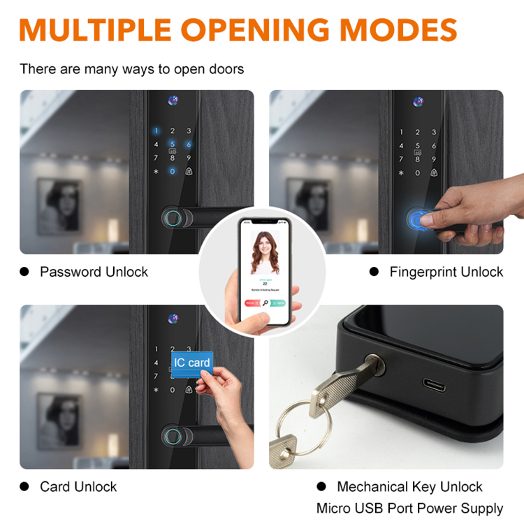 High Quality Waterproof WiFi TUYA App Smart Digital Lock Keyless Deadbolt Lock Electric Handle Front Door Lock With Keypad