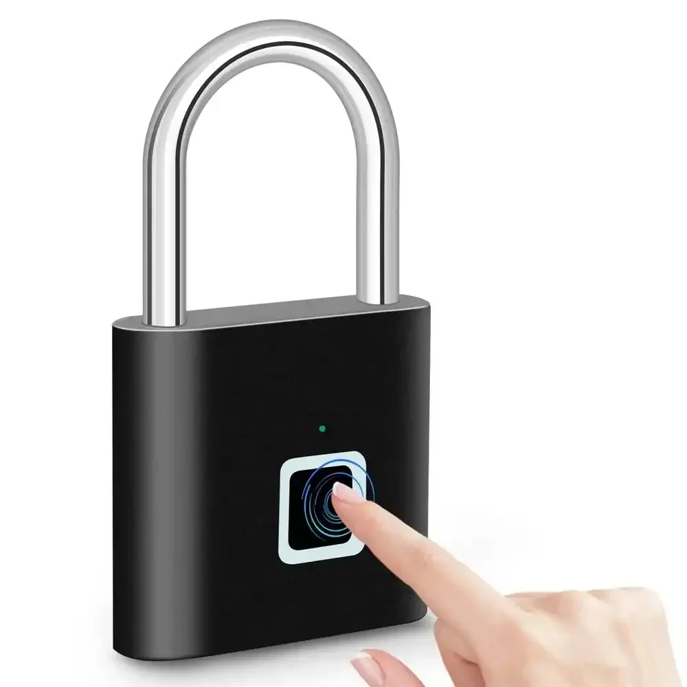 Smart Home Keyless USB Charging Fingerprint Lock Smart Padlock Waterproof Door Lock Unlock Portable Anti-theft Padlock Zinc