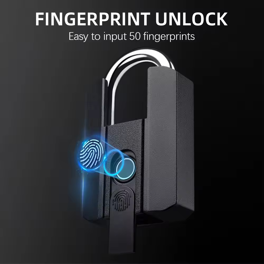 TTLock Rechargeable Fingerprint Key Smart Padlock with for Quick Unlock Zinc Alloy Shell IP67 Waterproof for 500,000 Uses
