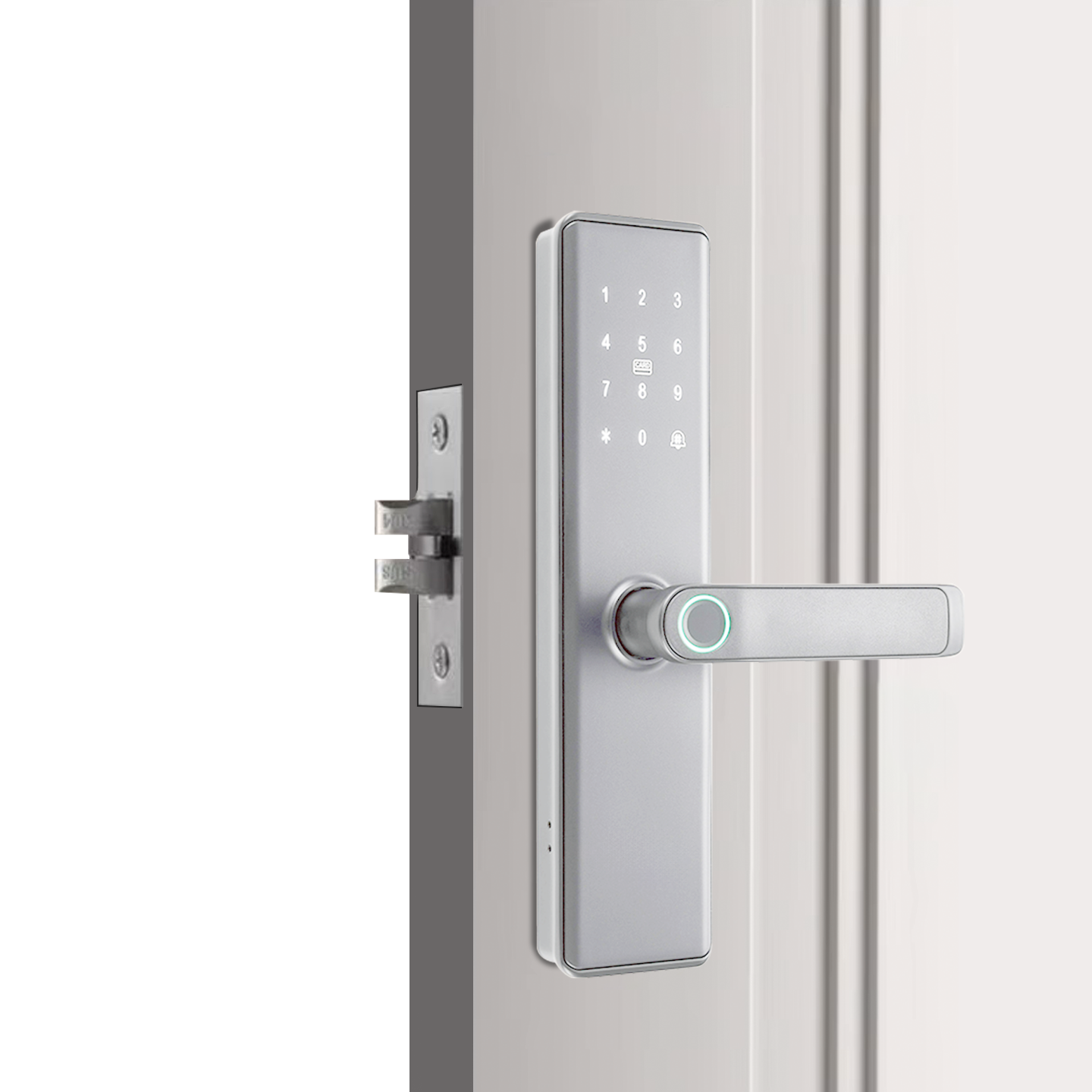 Deadbolt Tuya TTLock APP Wifi Bluetooth Password Card Fingerprint Scan Smart Wooden Door Handle White Lock for Home Office Hotel