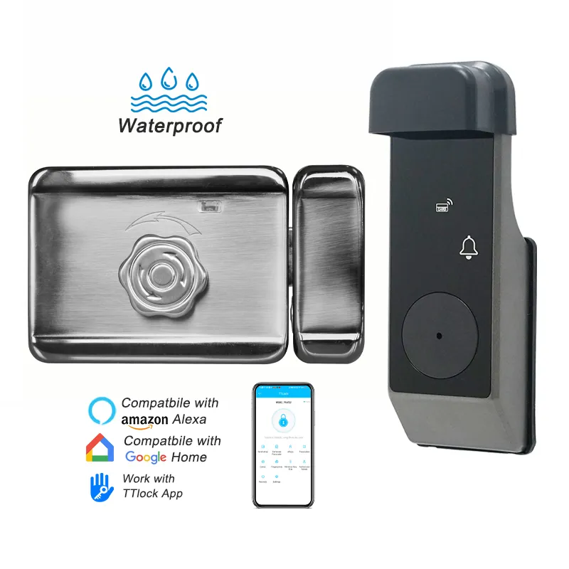 Waterproof Outdoor Fingerprint Ttlock Smart WiFi Gate Door Rim Lock