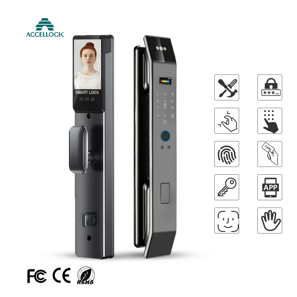 3D Face Recognition Door Lock Fully Automatic Electronic Digital Biometric Fingerprint Smart Gate Lock With Facial Scan for Home