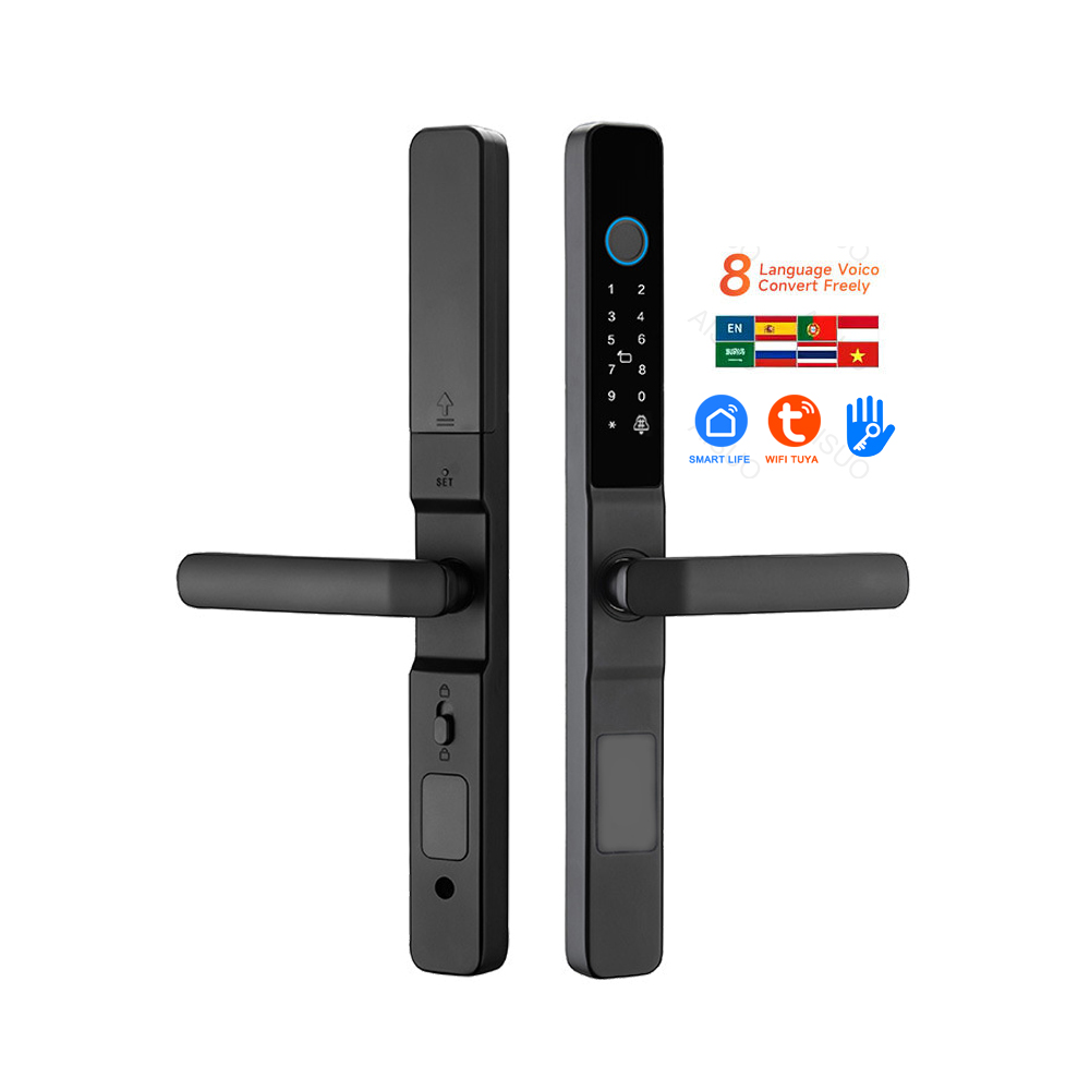 AISUO TUYA WIFI TT Lock Smart Waterproof For APP Electric Biometric Fingerprint Card Door Lock Tuya Smart Wood Door Home