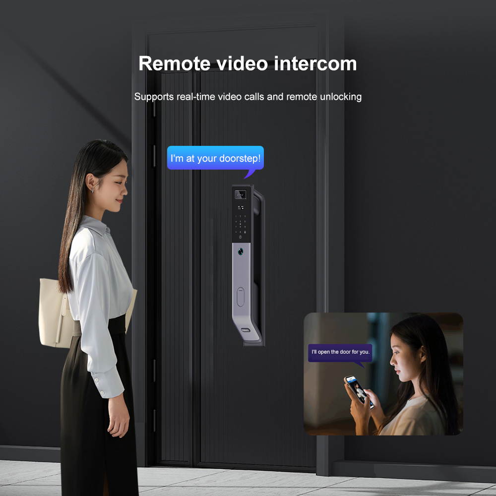 Simple Style Smart Lock Finger Vein Face Recognition Fingerprint Password Card Unlock Aluminum Door Memory Card Home Security