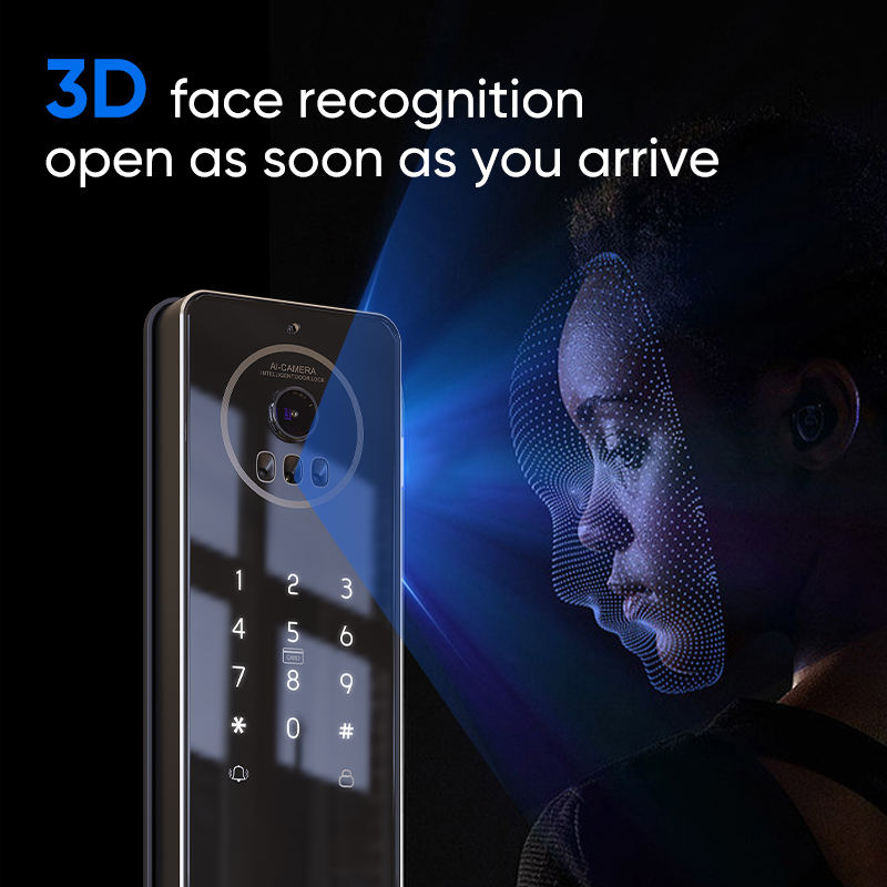 Door Smart Lock Tuya Wifi Biometric 3D Face Recognition Fully Automatic Waterproof With Camera And Fingerprint For Front Door