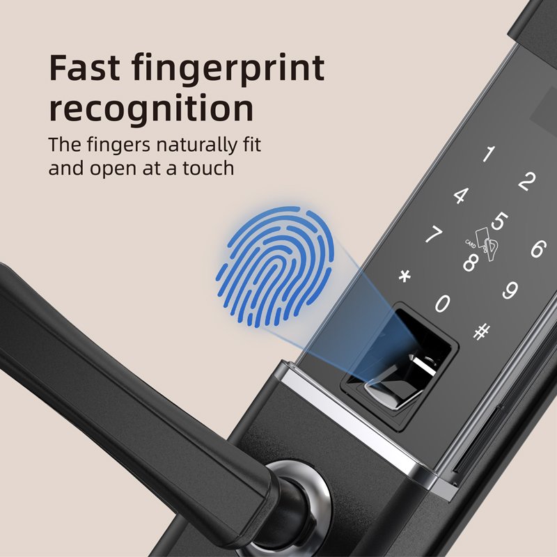 Smart Home Aluminum Door Keyless Entry Lock Zinc Alloy Fingerprint Handle Digital Electronic Control Safety Fingerprint Lock