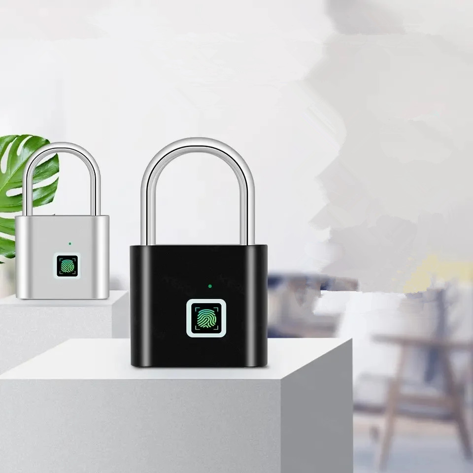 Smart Home Keyless USB Charging Fingerprint Lock Smart Padlock Waterproof Door Lock Unlock Portable Anti-theft Padlock Zinc