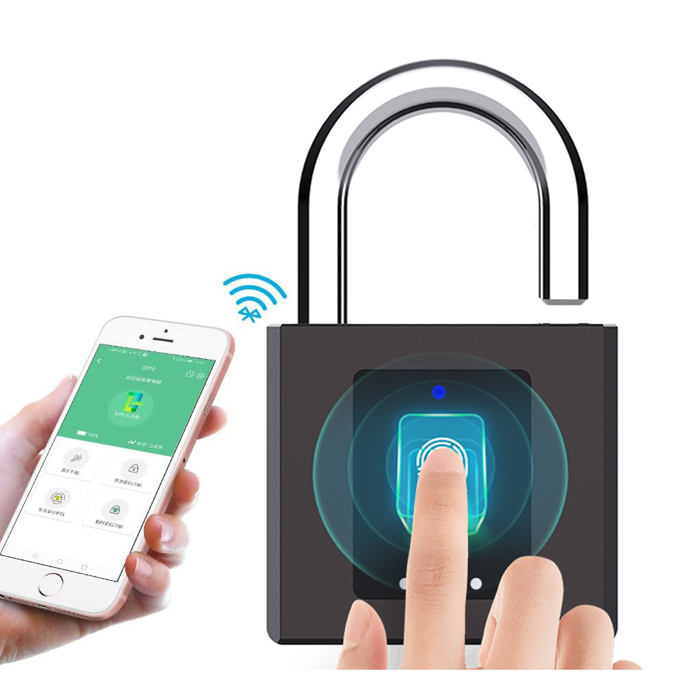 High Quality Smart Small Padlocks with Fingerprint Metal Waterproof Smart Padlock Finger Print Pad Locks YL-P9BF