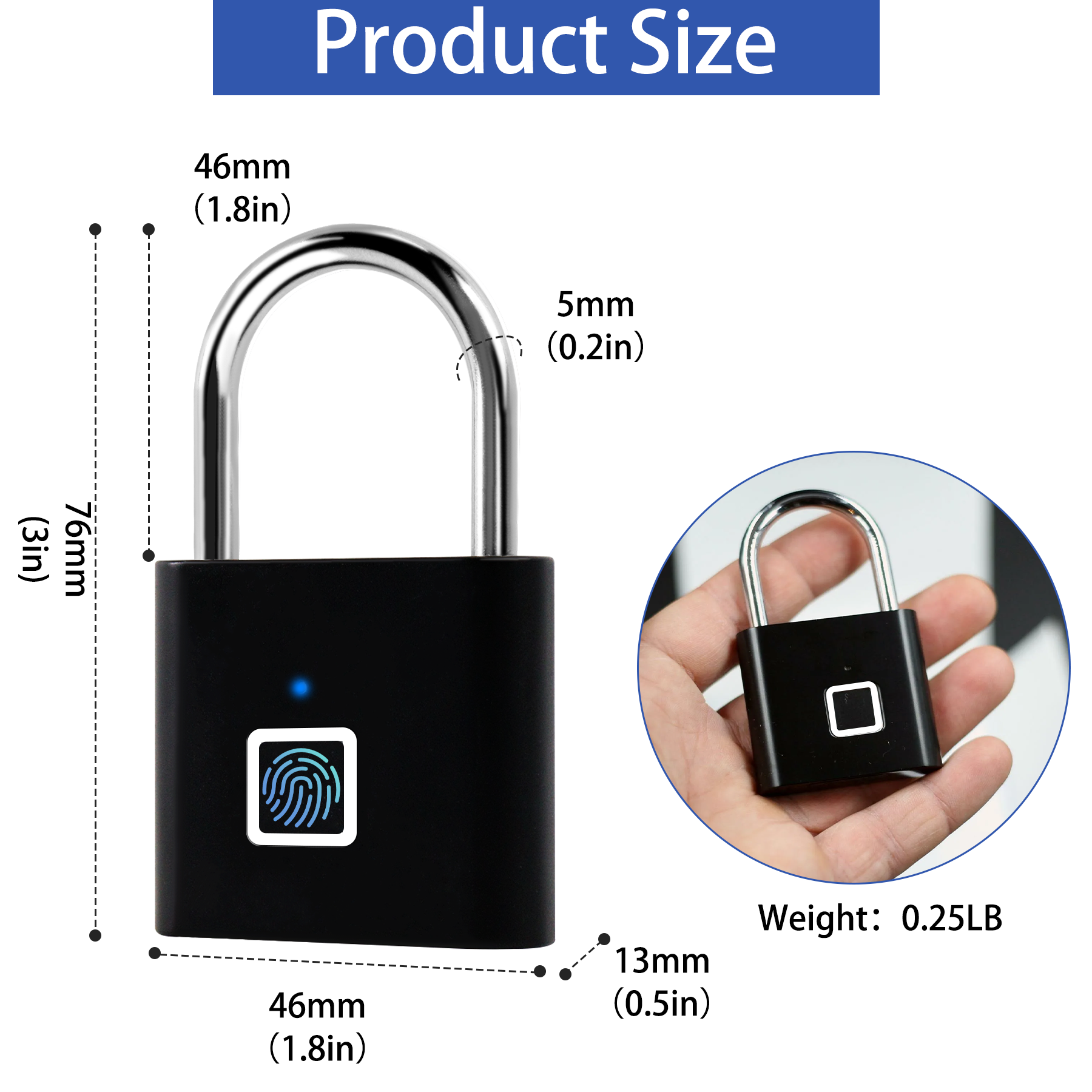 New Wholesale Fingerprint Smart Lock Stainless High Zinc Alloy Door Cabinet Padlock Drawer Durable Outdoor Luggage Smart Lock