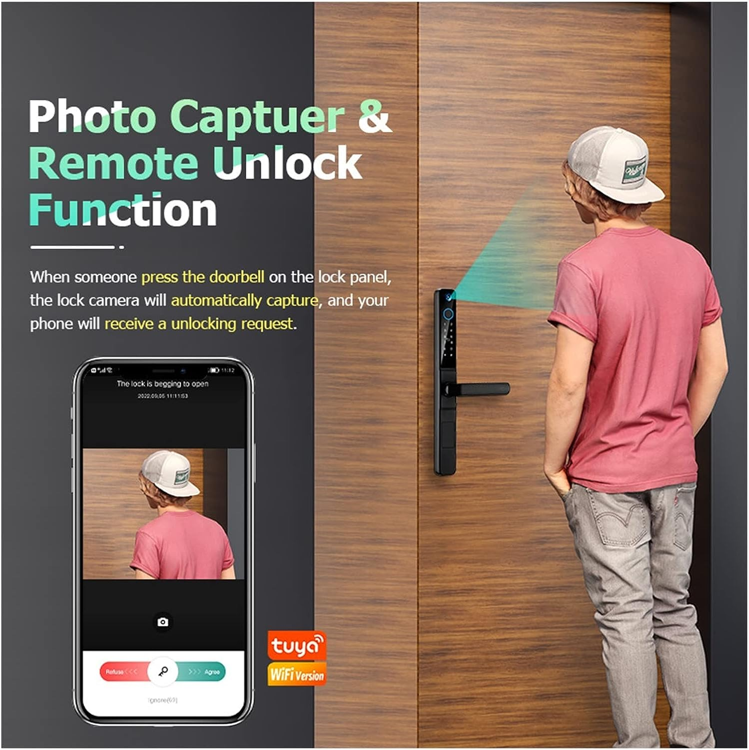 AISUO TUYA WIFI TT Lock Smart Waterproof For APP Electric Biometric Fingerprint Card Door Lock Tuya Smart Wood Door Home