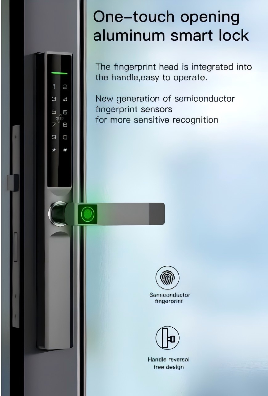 Tuya Smart Outdoor Waterproof Door Lock Digital Password &amp; Fingerprint Keyless Compatible with WiFi for Aluminum Wood Doors