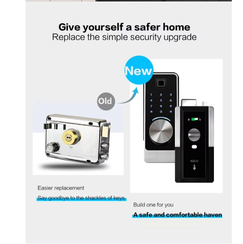 Outdoor Waterproof Rim Lock WiFi Tuya APP Gate Biometric Fingerprint Electric Door Lock Smart Rim Lock