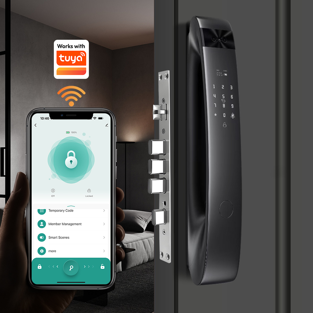 New Style TUYA Smart Fingerprint Lock Face Recognition Electric Smart Digit Lock with Camera Biometric Smart Lock Door