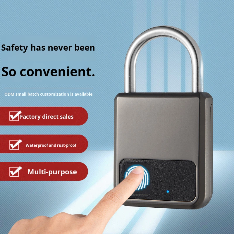 New Smart Fingerprint Small Lock Outdoor Household Storage Cabinet Bag Door Lock Waterproof Anti-theft Zinc Alloy Smart Padlock