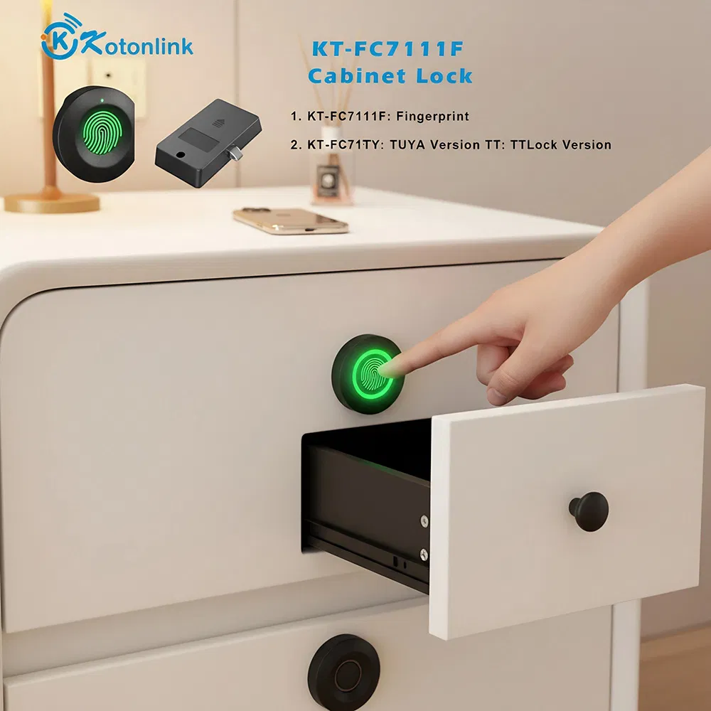 Fingerprint Cabinet Lock Works with Tuya & Ttlock APP Standalone Smart Locker Lock for Home/Office/Wardrobe