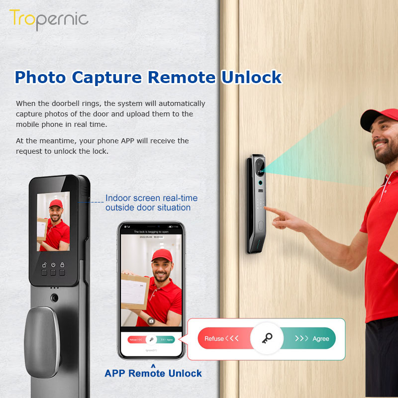 Manufacture Front 3d Facial Recognition Face Id Call Gate Smart Door Lock Video Voice with Camera Fingerprint Door Bell