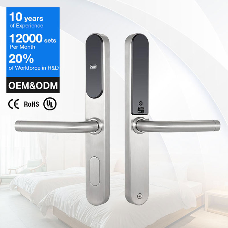 Slim Body Digital MIFARE Card 5-Star High End Stainless Steel CE Certificate Lock for Sliding Door 3585 European-Standard Mortise Hotel Door Card Lock