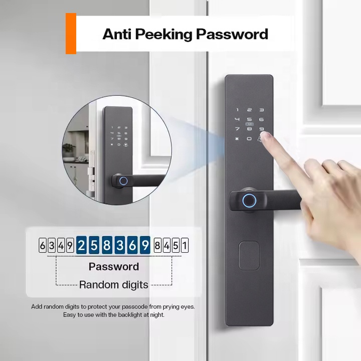 Tuya Factory-Made Smart Lock for Home Use Easy Installation with Digital Keypad Fingerprint Recognition Anti-Theft Door Security