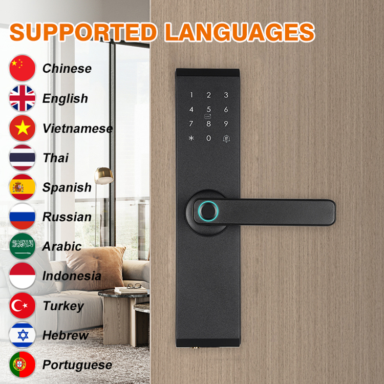 Wifi Tuya Smart APP Control Digital Fingerprint Code Card Unlock Semi Automatic Smart Door Lock for Smart Home
