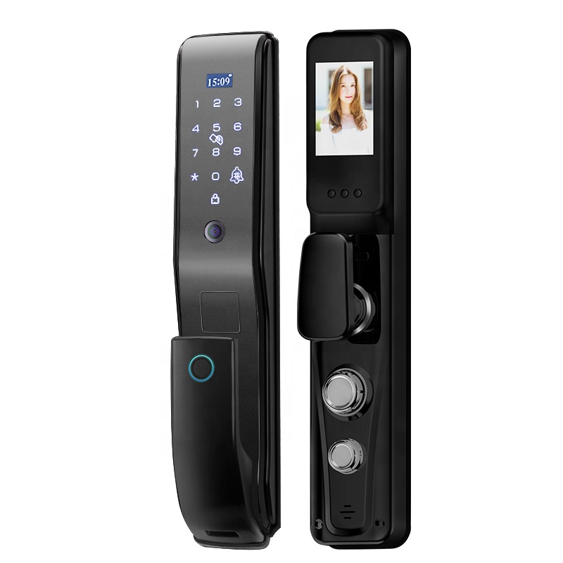 Fully Automatic Biometric Fingerprint &amp; Eye Scanner Smart Door Lock with Camera for Wood Door Memory Card Data Storage Option